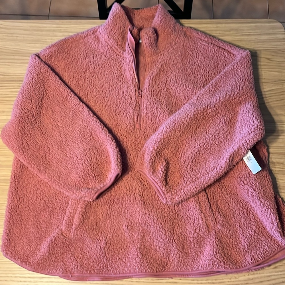 Old Navy Women’s 1/2 Sherpa Top. 3X.Dusty Rose.
